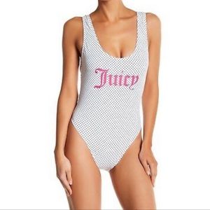 Juicy Couture Bodysuit Pink Black Polka Dot XS